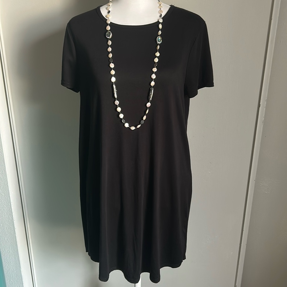 Socialite Women’s Black Short Sleeve Jersey Mini Dress Pool Beach Resort Coverup - Picture 1 of 9